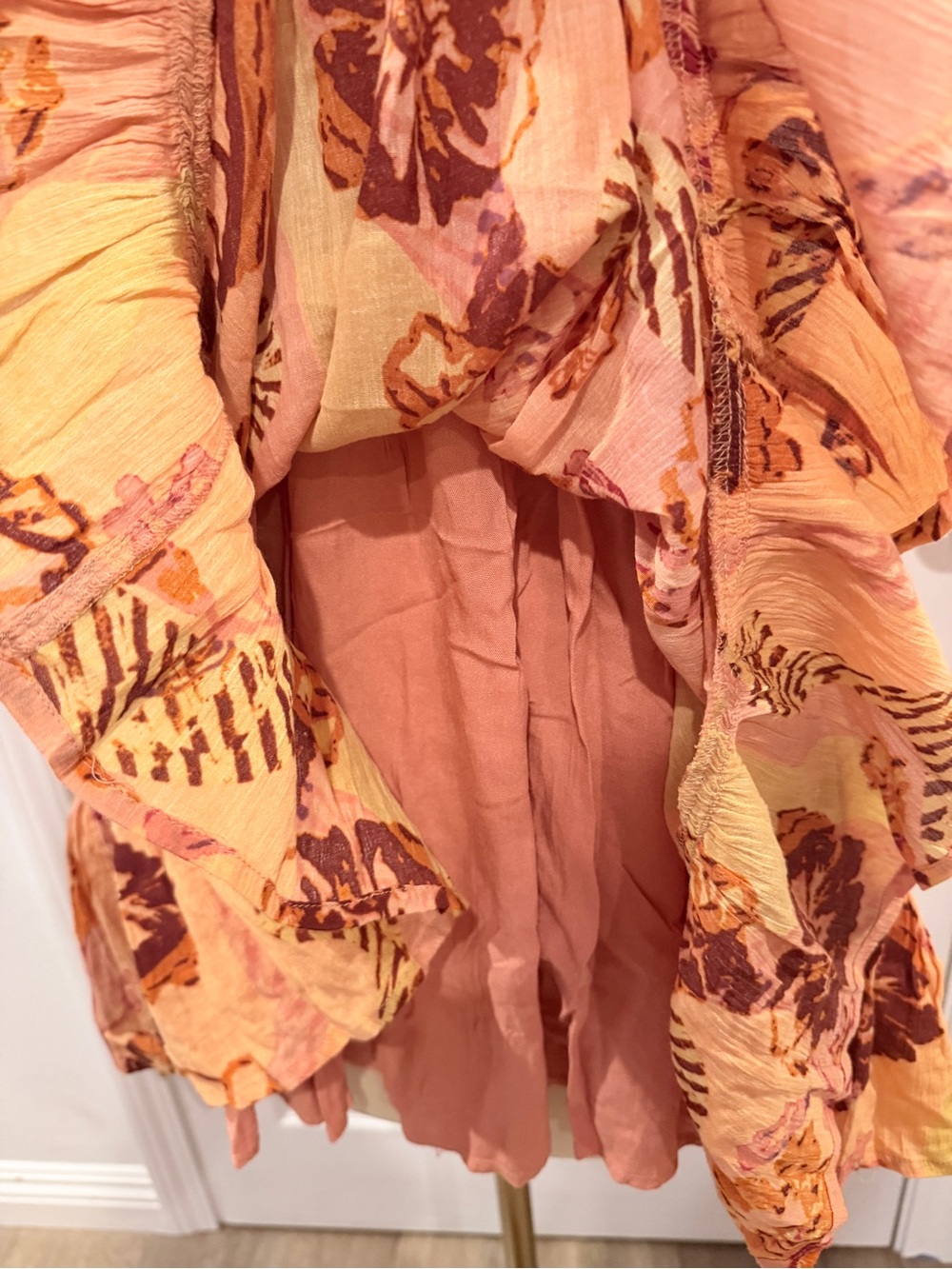 BNWOT Free People Floral Print Smocked Bodice Mini Dress in Orange - L - Picture 10 of 16
